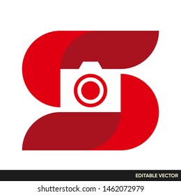 letter S with negative space of camera logo
