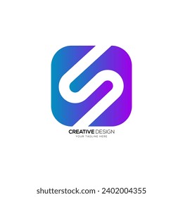 Letra S con forma cuadrada de espacio negativo rectángulo moderno logotipo de monograma abstracto abstracto