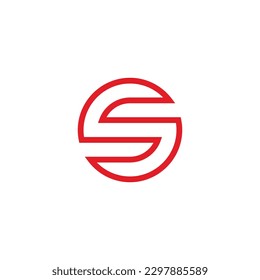 Letter S neon, circle, lines geometric symbol simple logo vector