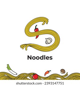 Letter S from noodles logo template, brand logo
