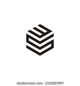 Letter S number 3, hexagon geometric symbol simple logo vector