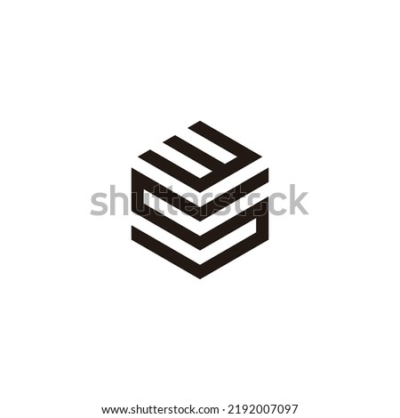 Letter S number 3, hexagon geometric symbol simple logo vector