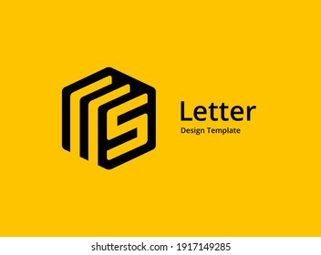 Letter S or number 5 document logo icon design template elements