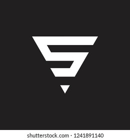 letter s or number 5 triangle logo vector