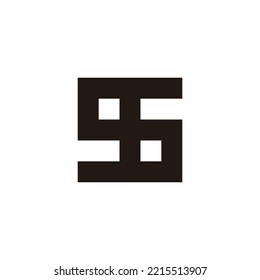 Letra S número 6, símbolo geométrico cuadrado simple vector de logotipo