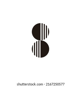 Letter S and number 8 circle, stripes geometric symbol simple logo vector