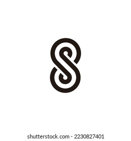 Letter s or number 8, double line geometric symbol simple logo vector