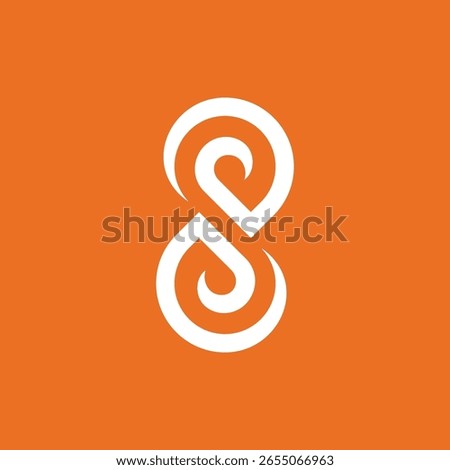 Letter S Number 8 Eight Rounded Logo Design Vector Template