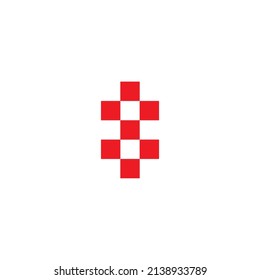 Letter S, number 8, red checkered simple symbol logo vector