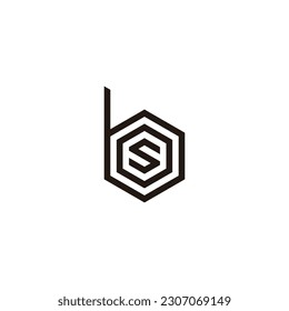 Letter s, o and b hexagon line geometric symbol simple logo vector