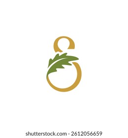Letter S oak leaf logo, luxury initial symbol