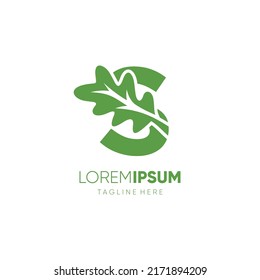 Letter S Oak Leaf Tree Logo Design Vector Icon Graphic Emblem Illustration 