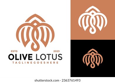 Logo-Design des Letter S Olive Lotus Flower Vektorsymbol-Symbol