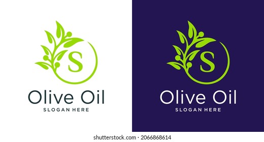 Letter s olive oil logo design template