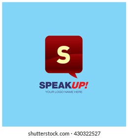 Letter S on bubble talk as an integrated communication. Design Template for the company and campaign activities