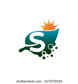 Letra S sobre el logotipo del concepto de hoja o diseño de la plantilla de símbolo