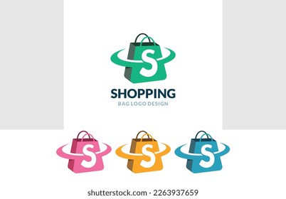 Letter S Online Shop Logo vector of Shopping bag icon store cart symbol business clipart