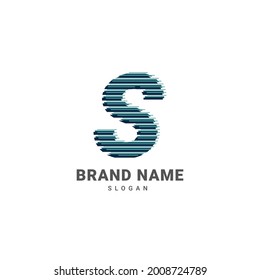 letter S optic illusion logo, trendy glitch alphabet brand