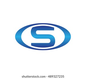 Letter S oval logo design template blue