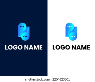 letter s and p with chat modern logo design template