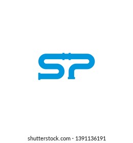 letter S P pipe icon logo design concept