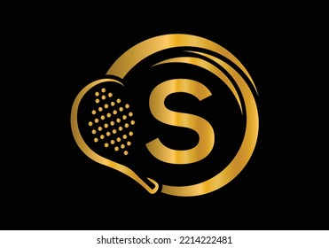 Letter S Padel Racket Logo Design Vector Template. Beach Table Tennis Club Symbol. business, and company identity