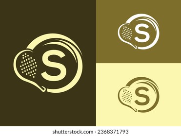 Letter S With Padel Racket Logo Design Vector Template. Beach Table Tennis Club Symbol. business, and company identity
