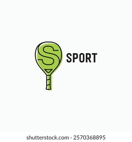 Letter S with padel racket modern logo design concept. Padel sport symbol icon sign vector illustration template