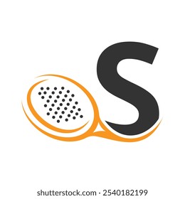 Letter S With Padel tennis Racket Logo Design Vector Template. Beach Table Tennis Club Symbol. business, and company identity