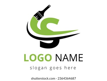 Letter S paint brush logo design template. Initial Paint Sign Concept Template