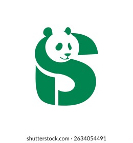 Letra S con cabeza de Panda lindo diseño de logotipo simple