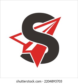 Letter S with paper plane
