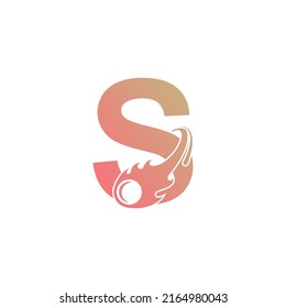 Letter S is passed by a falling meteor icon illustration vector 