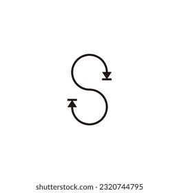 Letter S pause, resume, next geometric symbol simple logo vector