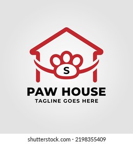 letter S paw house vector logo design element