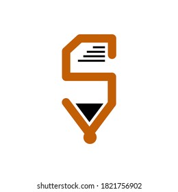 Letter S with pen logo design premium
