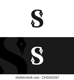 Letter S Pen Logo Design Template Inspiration, Vector Illustration.