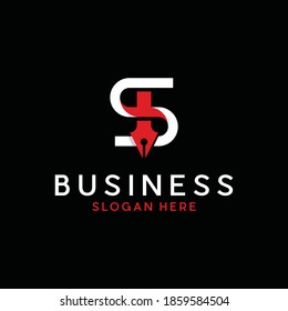 Letter S Pen Monogram Modern Business Logo