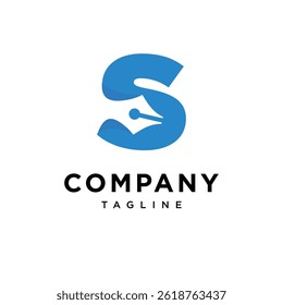 Letter S Pen Writing Logo Icon Vector