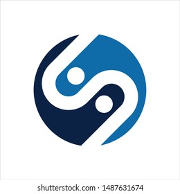 Letter S and People icon. Vector logo.