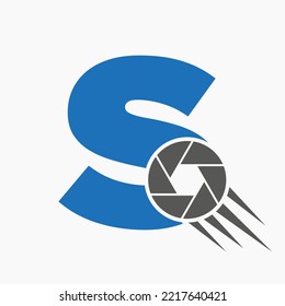 Letter S Photography Logo Camera Lens Concept. Photography Camera Symbol Vector Template
