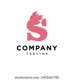 Letter S Pig Head logo icon vecto