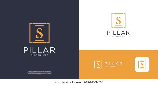 Letter S pillar justice law firm logo vector illustration.