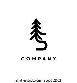 Letter S Pine Tree Logo Design Vector Icon Graphic Emblem Illustration