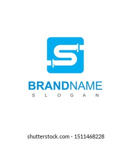 Letter S, Pipe Logo Design Template For Plumbing Company Symbol