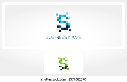 Letter S Pixel Eroded Logo