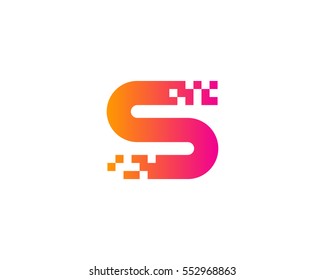 Letter S Pixel Logo Design Element