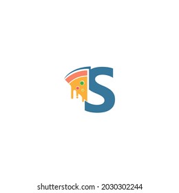Letter S with pizza icon logo vector template