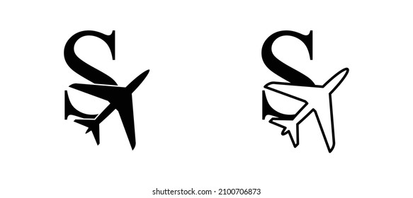 letter S plane vector template airplane logo airlines company travel agency logo 