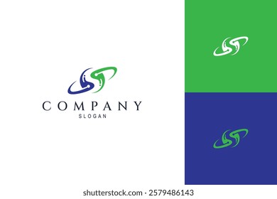 Letter S planet orbit logo concept